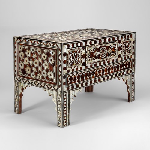 Large Ottoman Mother of pearl and tortoiseshell inlaid scribes box